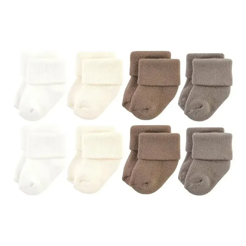 Baby Vision Baby Gloves & Socks*- Terry Socks 8Pk, Solid Beige/Brown