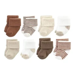 Baby Vision Baby Gloves & Socks*- Terry Socks 8Pk, Neutral Brown