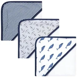 Baby Vision Baby Bath Towels*- Touched by Nature Unisex Baby Organic Cotton Hooded Towels, Blue Whale