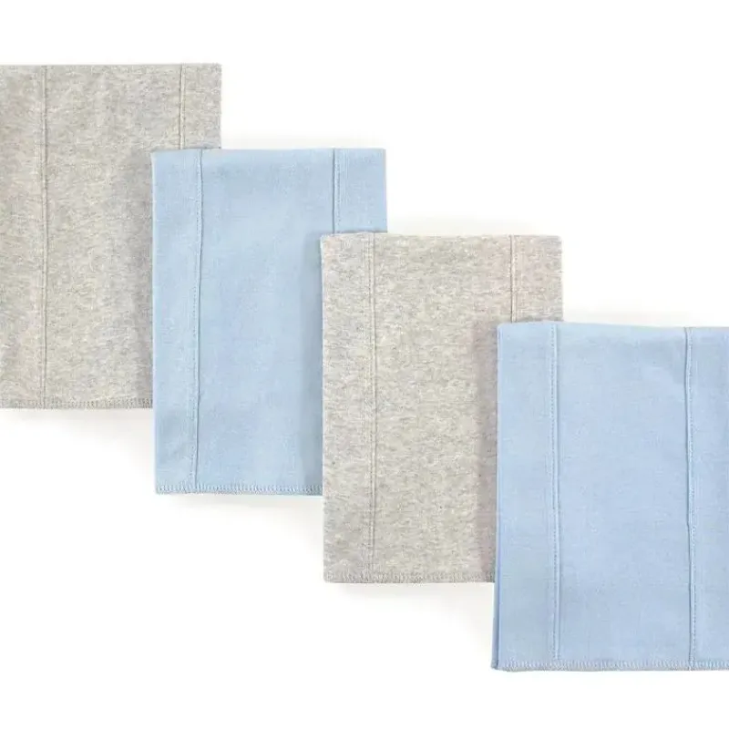Baby Vision Baby Washcloths*- Touched by Nature Unisex Baby Organic Cotton Burp Cloths, Blue Gray