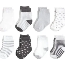 Baby Vision Baby Gloves & Socks*- Touched by Nature Unisex Baby Organic Cotton Socks, Charcoal Stars, 0-6M, 8Pk