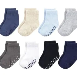Baby Vision Baby Gloves & Socks*- Touched by Nature Baby Girls' Organic Cotton Socks, Solid Black Blue, 12-24M, 8Pk