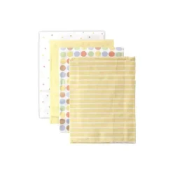 Luvable Friends Blankets & Quilts*Baby Vision 18 Yellow Rec Blanket Flannel 28X28 4Pk