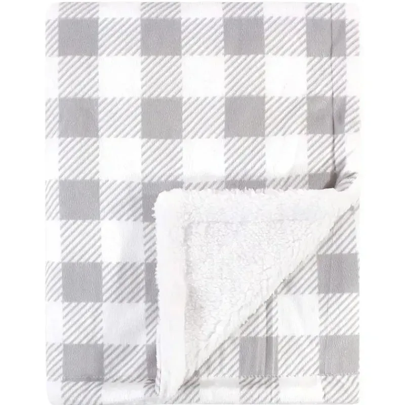 Baby Vision Blankets & Quilts*Blanket with Sherpa Back, Gray Plaid
