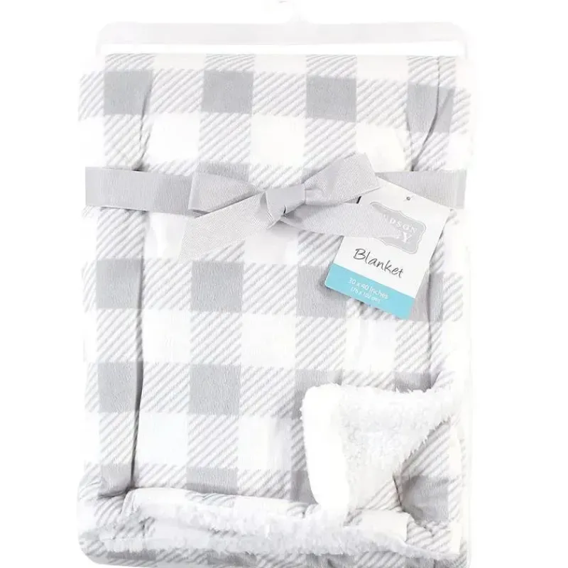 Baby Vision Blankets & Quilts*Blanket with Sherpa Back, Gray Plaid