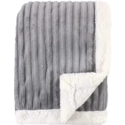 Baby Vision Blankets & Quilts*Corduroy Blanket with Sherpa Backing and Trim, Gray