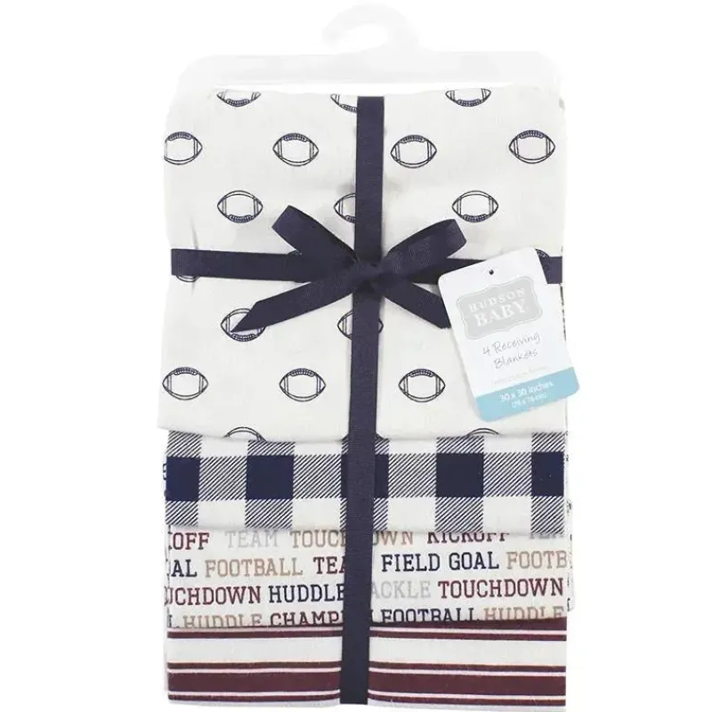 Baby Vision Wearable Blankets*Luvable Friends 4Pk Flannel Receiving Blanket 30X30 In Football