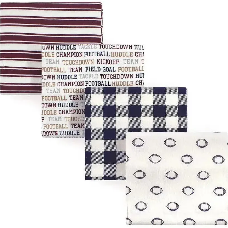 Baby Vision Wearable Blankets*Luvable Friends 4Pk Flannel Receiving Blanket 30X30 In Football