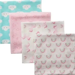 Baby Vision Wearable Blankets*Luvable Friends 4Pk Flannel Receiving Blanket 28X28 In Rainbow