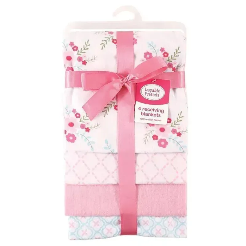 Baby Vision Blankets & Quilts*, Luvable Friends 4 Piece Flannel Receiving Blankets, Floral