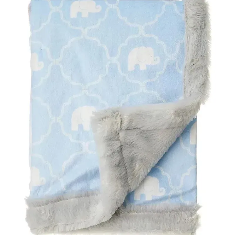 Baby Vision Blankets & Quilts*Plush Blanket With Furry Binding, Elephant