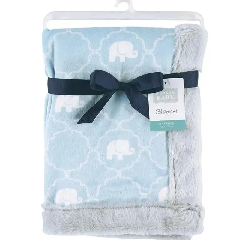Baby Vision Blankets & Quilts*Plush Blanket With Furry Binding, Elephant