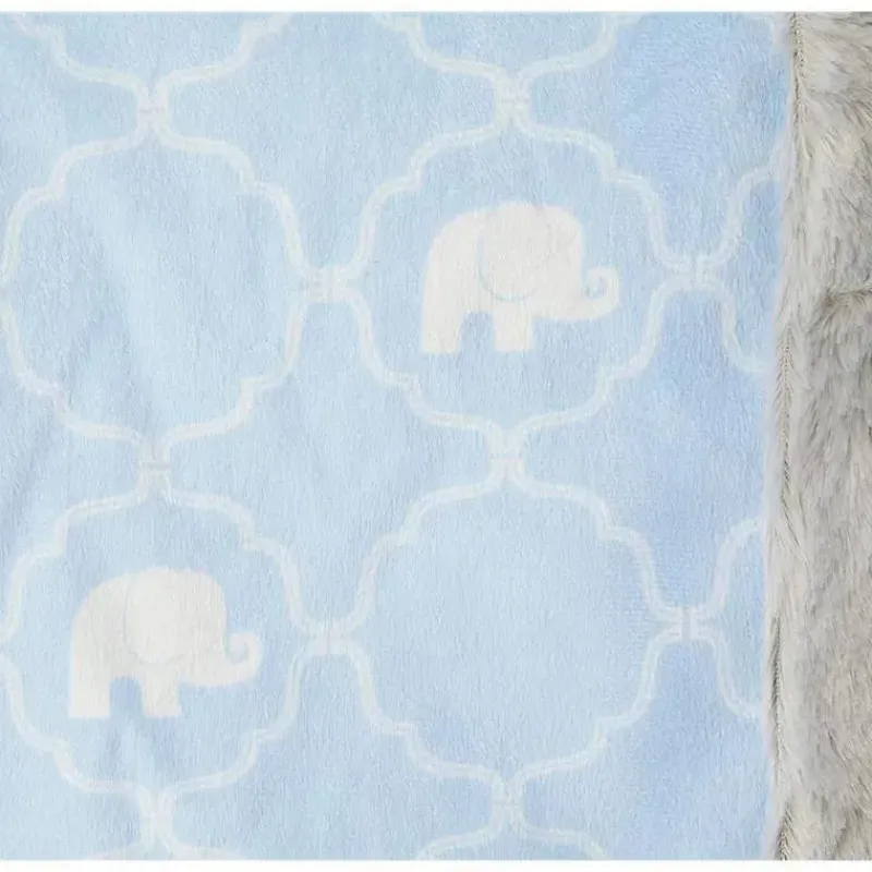 Baby Vision Blankets & Quilts*Plush Blanket With Furry Binding, Elephant