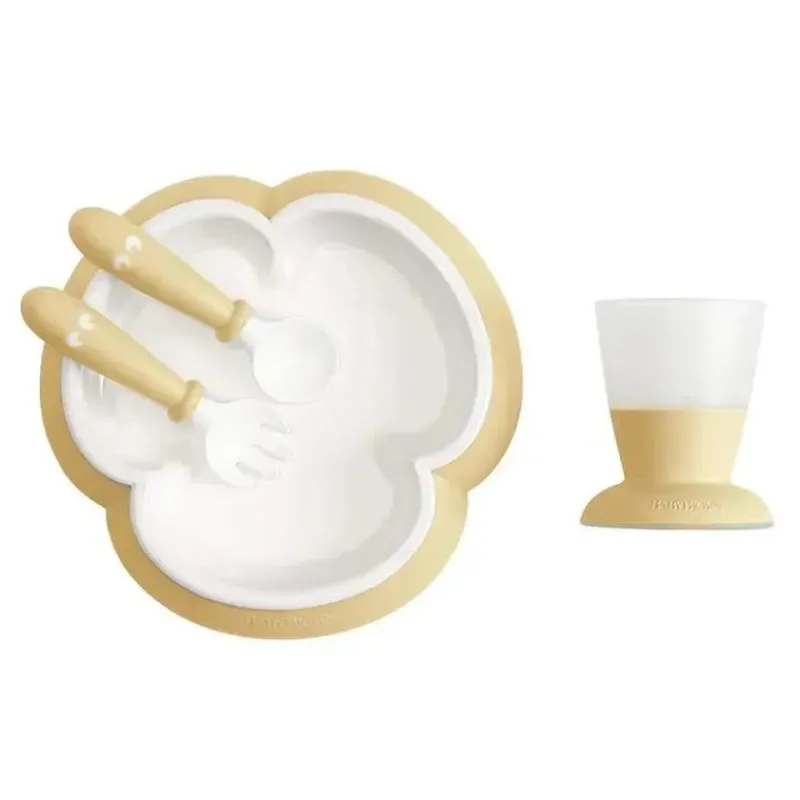 BabyBjorn Feeding Gift Set|Dishes, Utensils & Food Containers*- Baby Feeding Set, 4 pcs Powder Yellow