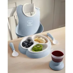 BabyBjorn Feeding Gift Set|Dishes, Utensils & Food Containers*- 4Pk Mealtime Set, Powder Blue