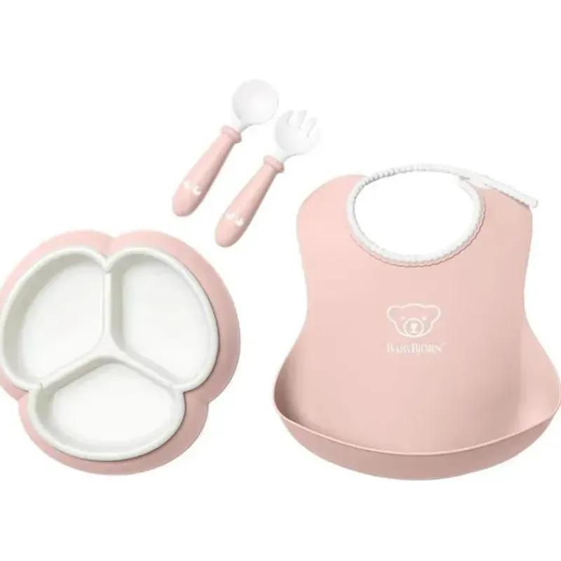 BabyBjorn Feeding Gift Set|Dishes, Utensils & Food Containers*- 4Pk Mealtime Set, Powder Pink