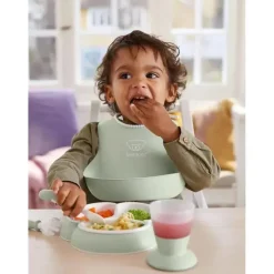 BabyBjorn Feeding Gift Set|Dishes, Utensils & Food Containers*- 4Pk Mealtime Set, Powder Green