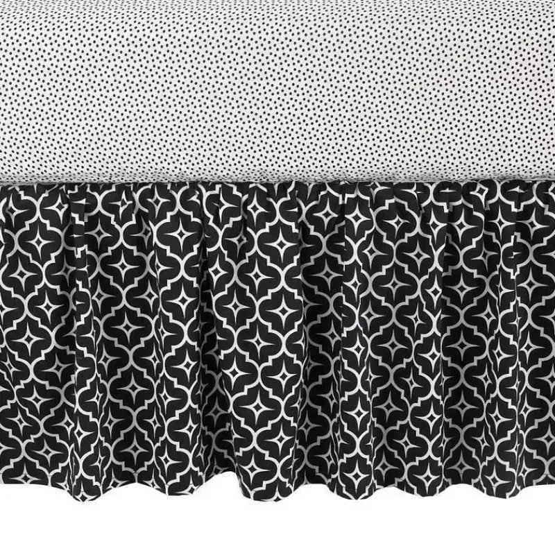 Balboa Baby Bumpers, Liners & Skirts*Balboa Cotton Sateen Dust Ruffle, Black Lattice