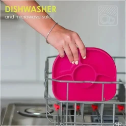 Bbluv Suction Plates & Bowls|Dishes, Utensils & Food Containers*- Yümi 4-Section Silicone Plate And Spoon, Pink