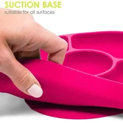 Bbluv Suction Plates & Bowls|Dishes, Utensils & Food Containers*- Yümi 4-Section Silicone Plate And Spoon, Pink