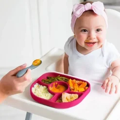 Bbluv Suction Plates & Bowls|Dishes, Utensils & Food Containers*- Yümi 4-Section Silicone Plate And Spoon, Pink