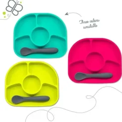 Bbluv Suction Plates & Bowls|Dishes, Utensils & Food Containers*- Yümi 4-Section Silicone Plate And Spoon, Pink