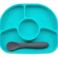 Bbluv Suction Plates & Bowls|Dishes, Utensils & Food Containers*- Yümi 4-Section Silicone Plate And Spoon, Aqua