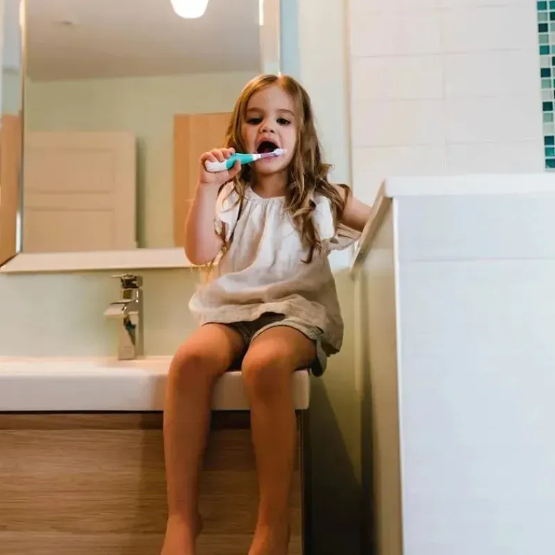 Bbluv Oral & Nasal Care*Sonik 2-Stage Sonic Toothbrush for Babies & Toddlers, White/Acqua