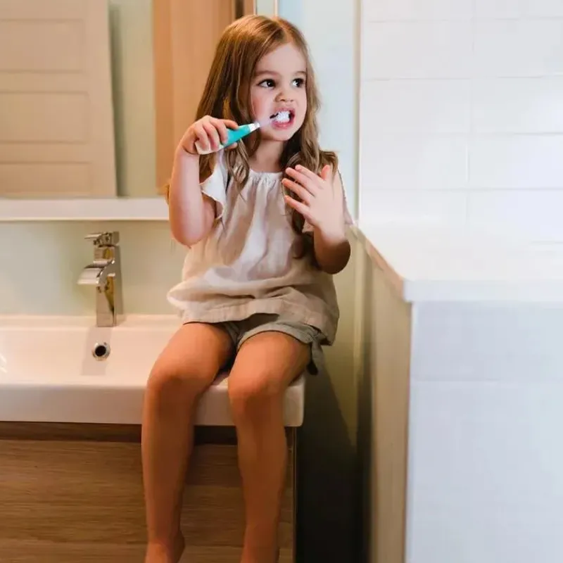 Bbluv Oral & Nasal Care*Sonik 2-Stage Sonic Toothbrush for Babies & Toddlers, White/Acqua