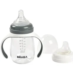 Beaba Straw, Sippy & Training Cups|Dishes, Utensils & Food Containers*- 2-in-1 Bottle To Sippy Training Cup, Charcoal