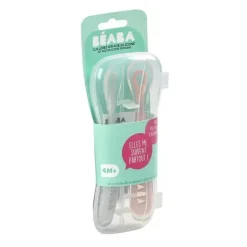 Béaba Utensils & Accessories|Dishes, Utensils & Food Containers*Beaba - 2Pk Silicone Spoon Travel Set, Cloud/Rose