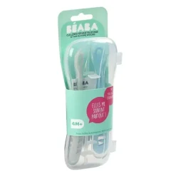Béaba Baby Onesies & Bodysuits*Beaba - 2Pk Silicone Spoon Travel Set, Cloud/Rain