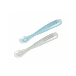 Béaba Baby Onesies & Bodysuits*Beaba - 2Pk Silicone Spoon Travel Set, Cloud/Rain