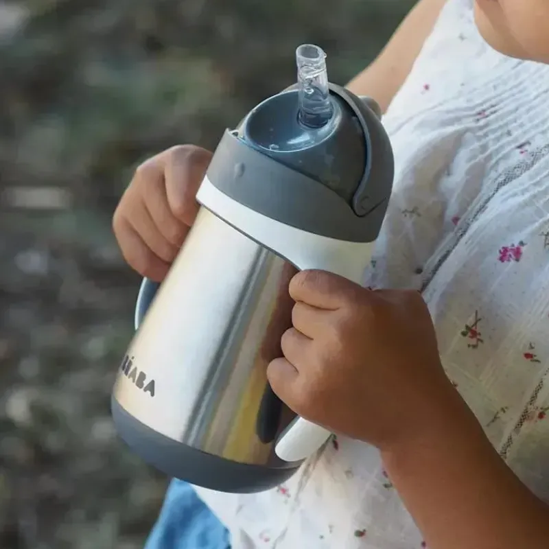 Béaba Straw, Sippy & Training Cups|Dishes, Utensils & Food Containers*Beaba - Stainless Steel Straw Sippy Cup, Charcoal