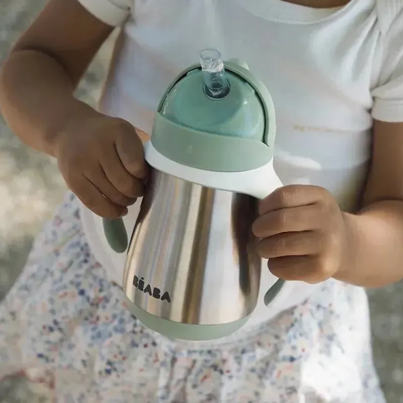 Beaba Straw, Sippy & Training Cups|Dishes, Utensils & Food Containers*- Stainless Steel Straw Sippy Cup, Sage
