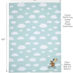 Lambs u0026 Ivy Blankets & Quilts*Bedtime Originals - Up Up & Away Bear/Balloon/Cloud Soft Blue Fleece Baby Blanket