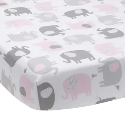 Lambs u0026 Ivy Crib & Bed Sheets*Bedtime Originals Eloise Fitted Crib Sheet, White/Grey/Pink