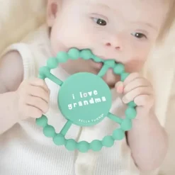 Bella Tunno Gift For Baby|Gifts Up To $25*- Happy Teether, Soft & Easy Grip Baby Teether Toy, Non-Toxic and BPA Free, I Love Grandma