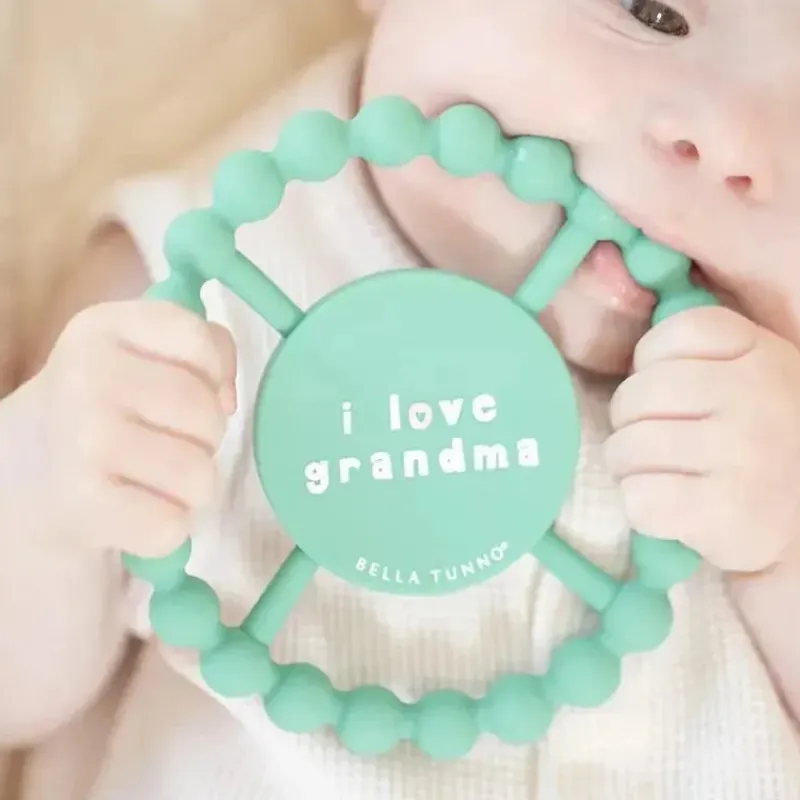 Bella Tunno Gift For Baby|Gifts Up To $25*- Happy Teether, Soft & Easy Grip Baby Teether Toy, Non-Toxic and BPA Free, I Love Grandma