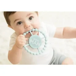 Bella Tunno Rattles & Teethers|Toys For 0-12 Months*- Mini Man Happy Teether, Ligh Blue