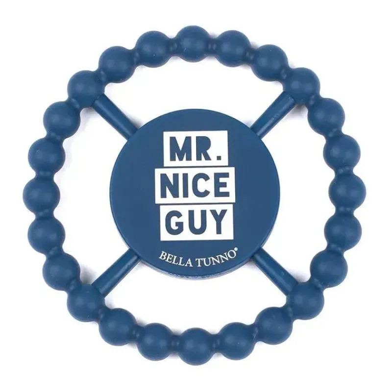 Bella Tunno Rattles & Teethers|Toys For 0-12 Months*- Mr Nice Guy Happy Teether, Navy