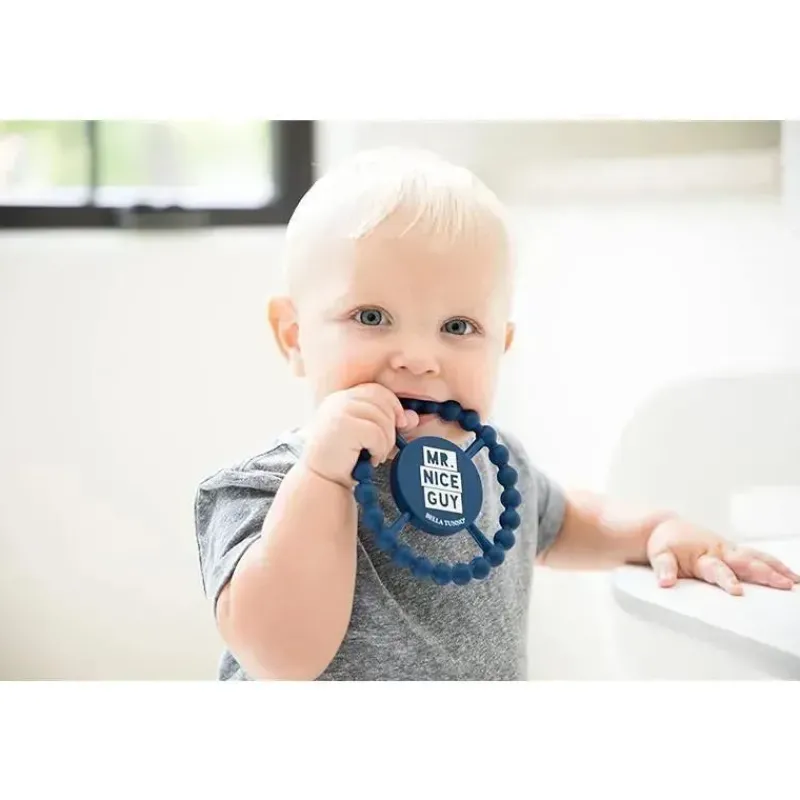 Bella Tunno Rattles & Teethers|Toys For 0-12 Months*- Mr Nice Guy Happy Teether, Navy