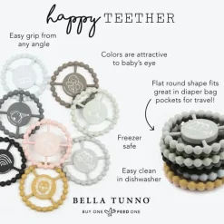 Bella Tunno Rattles & Teethers|Toys For 0-12 Months*- Mr Nice Guy Happy Teether, Navy