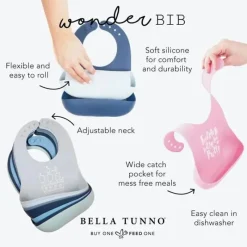 Bella Tunno Gift For Baby|Bibs*- Wonder Bib, Silicone Baby Bib for Girls & Boys, Non-toxic BPA Free Soft Silicone Bib, I Love Mom