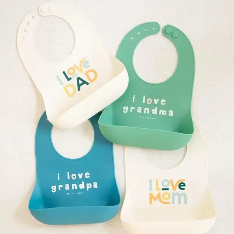 Bella Tunno Gift For Baby|Bibs*- Wonder Bib, Silicone Baby Bib for Girls & Boys, Non-toxic BPA Free Soft Silicone Bib, I Love Mom