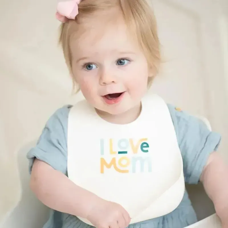 Bella Tunno Gift For Baby|Bibs*- Wonder Bib, Silicone Baby Bib for Girls & Boys, Non-toxic BPA Free Soft Silicone Bib, I Love Mom