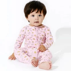 Bellabu Bear Baby Sleepwear*Bellabu Bea - Milk and Cookies Pink Bamboo Convertible Footie