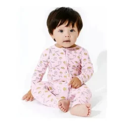 Bellabu Bear Baby Sleepwear*Bellabu Bea - Milk and Cookies Pink Bamboo Convertible Footie