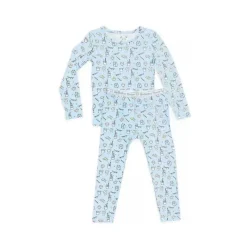 Bellabu Bear Organic|Baby Sleepwear*- Blue Baby Two-Piece Milk & Cookies Pajama Set