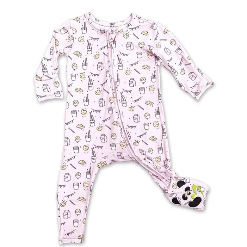Bellabu Bear Baby Sleepwear*- Milk And Cookies Pink Kids Bamboo Pajamas